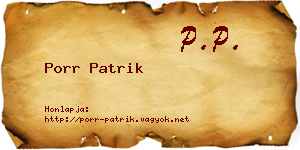 Porr Patrik névjegykártya